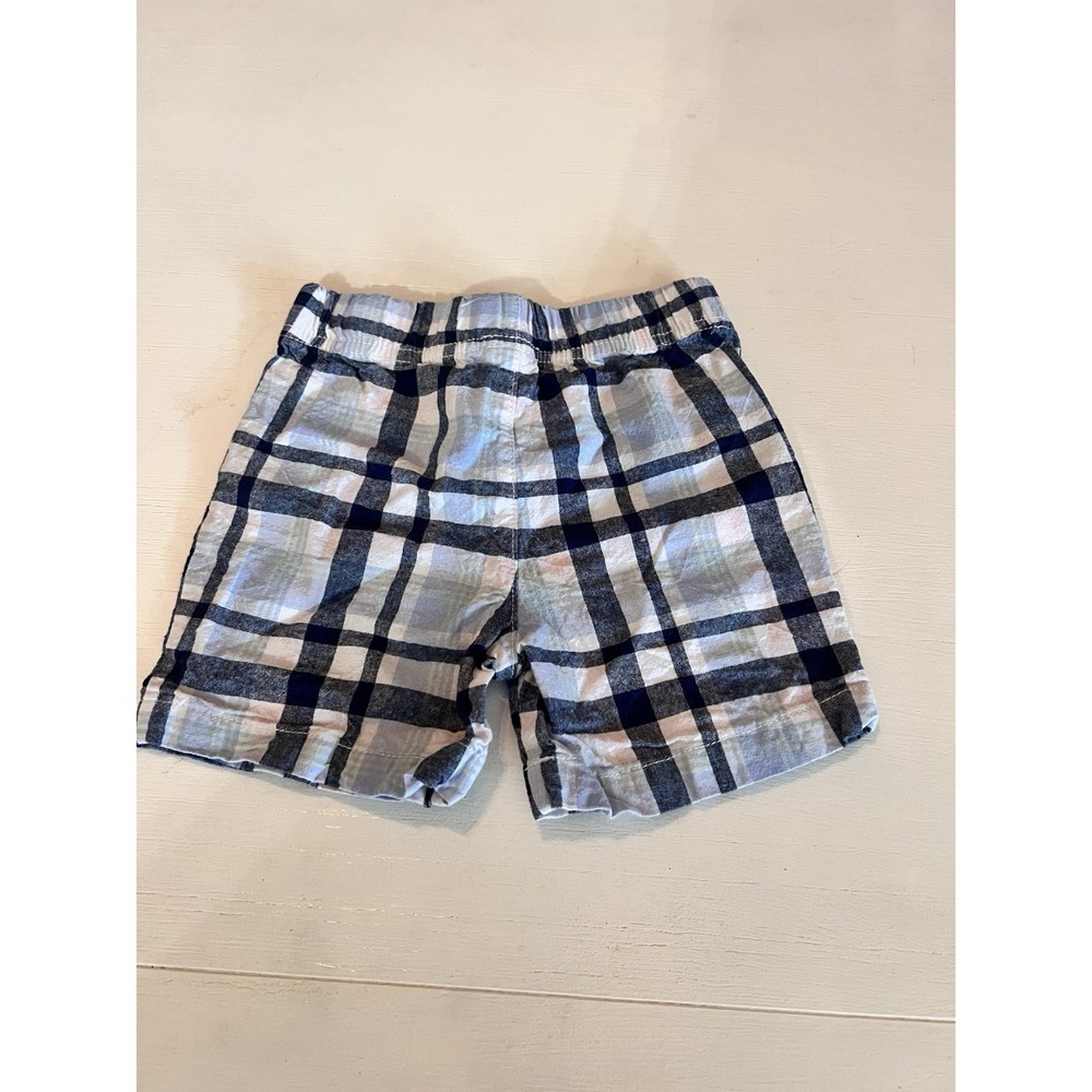 Carters Toddler Boys‎ Plaid Cargo Shorts Multicolor Blue White Size 18 Months
